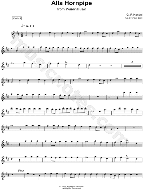 Alla Hornpipe - Violin I (String Quartet)