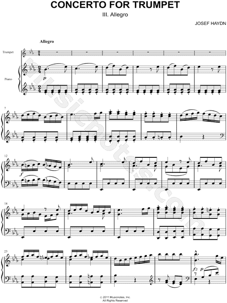 Concerto for Trumpet - III. Allegro - Piano Accompaniment