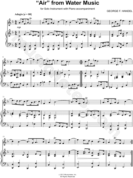 Air from Water Music - Piano Accompaniment