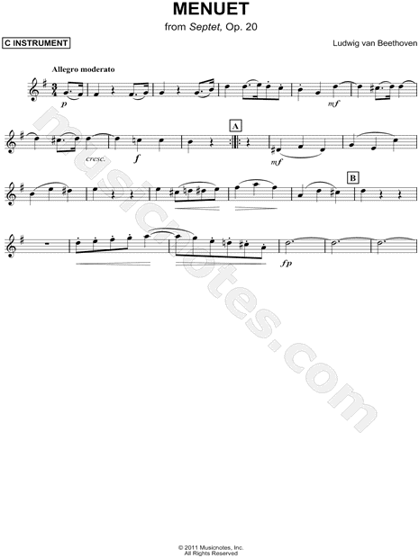 Menuet from Septet, Op. 20 - C Instrument