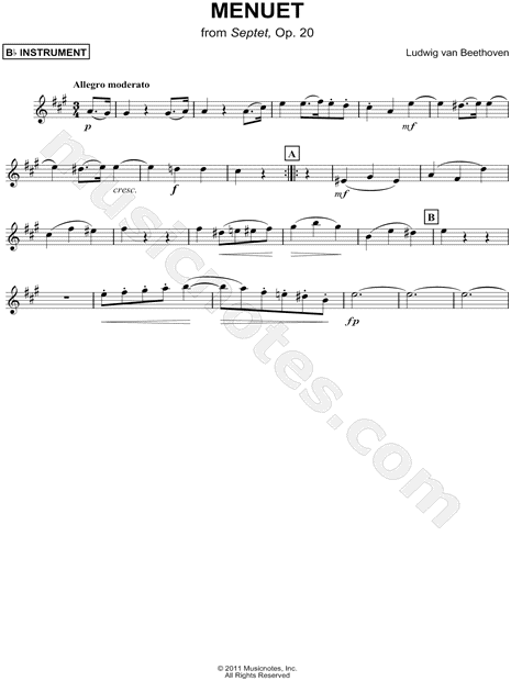 Menuet from Septet, Op. 20 - Bb Instrument