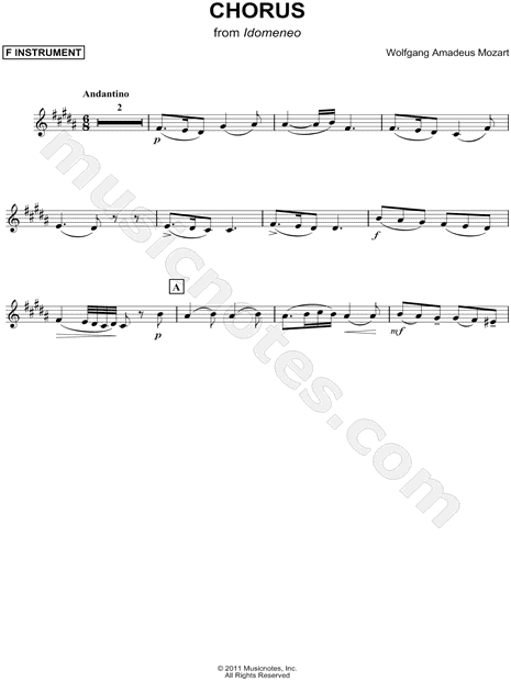 Chorus: Placido è il mar - F Instrument