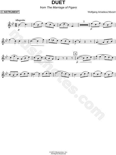 Duettino: Che soave zeffiretto (Sull'aria) - C Instrument