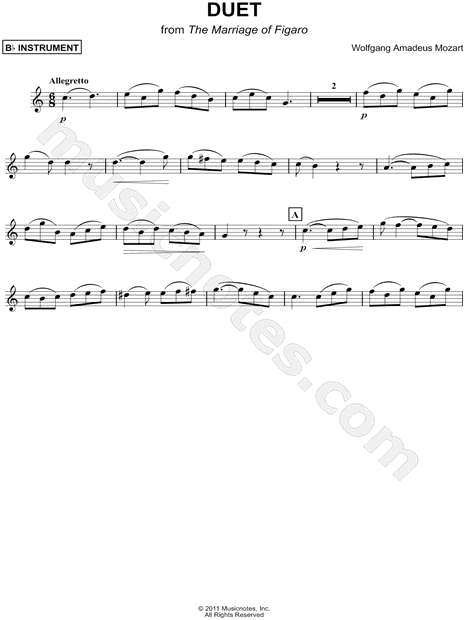 Duettino: Che soave zeffiretto (Sull'aria) - Bb Instrument