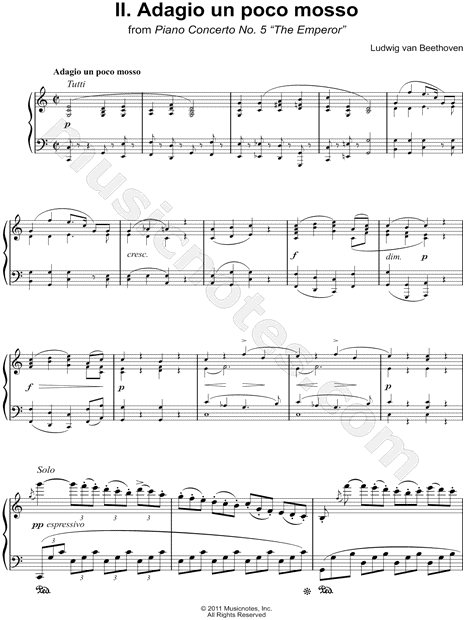 Piano Concerto No. 5 in E-flat Major ("Emperor"), Op. 73, II. Adagio un poco mosso