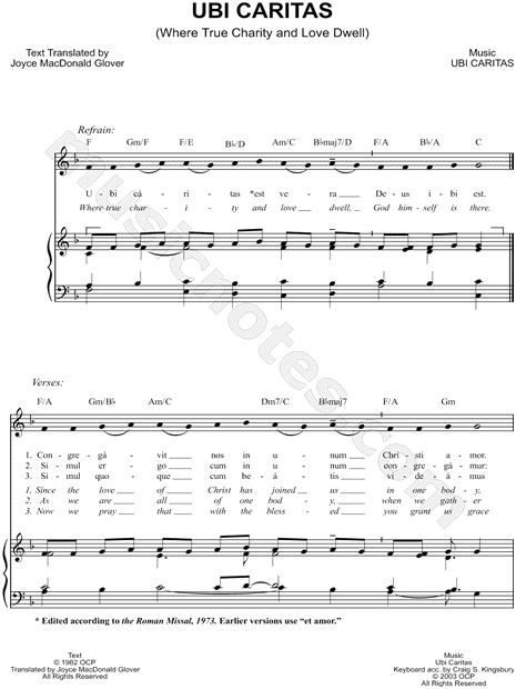 Ubi Caritas (Where True Charity and Love Dwell)