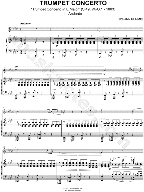 Trumpet Concerto: II. Andante - Piano Accompaniment