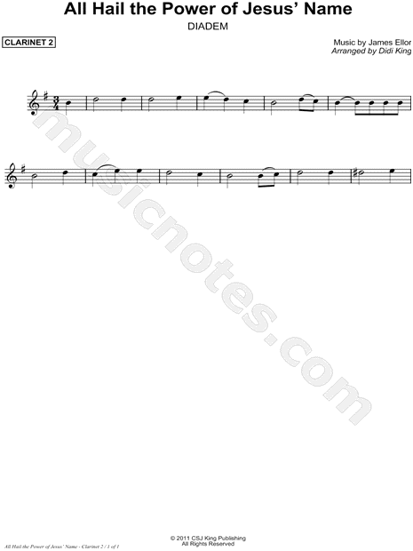 All Hail the Power of Jesus' Name - Clarinet 2 (Clarinet Quartet)