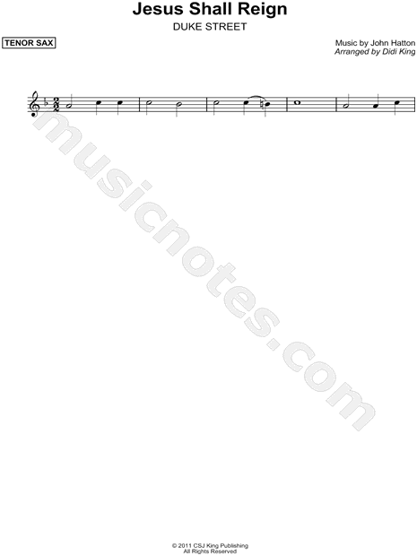 Jesus Shall Reign - Tenor Sax (Saxophone Quartet)