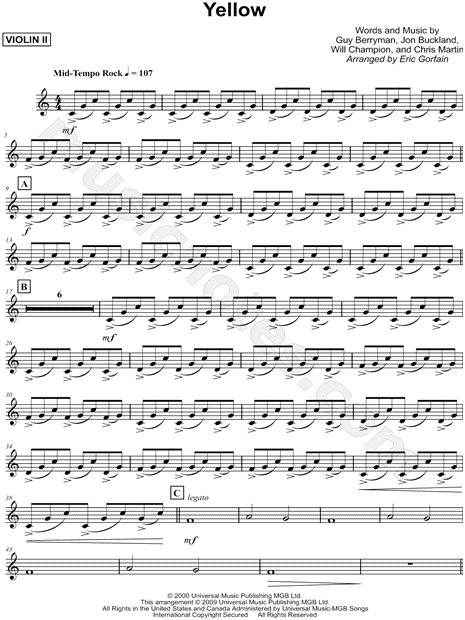 Yellow - Violin 2 (String Quartet)