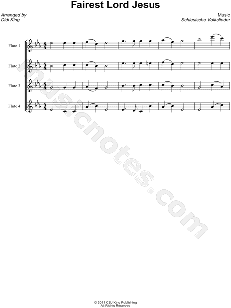 Fairest Lord Jesus - Score (Flute Quartet)