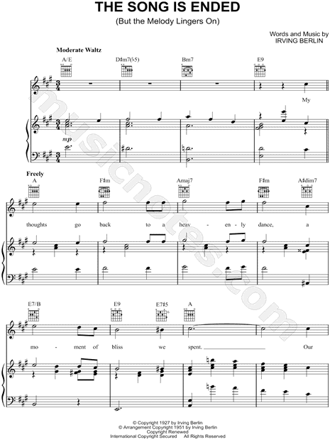 The Song Is Ended (But the Melody Lingers on)