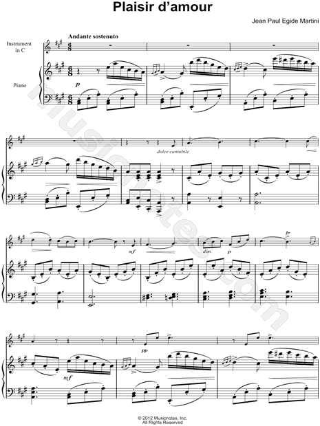 Plaisir d'Amour - Piano Accompaniment