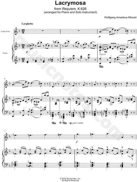 Lacrymosa, from Requiem K. 626 - Piano Accompaniment