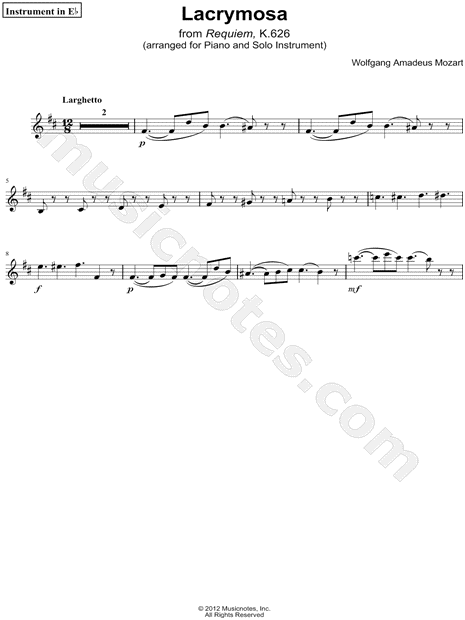 Lacrymosa, from Requiem K. 626 - Eb Instrument