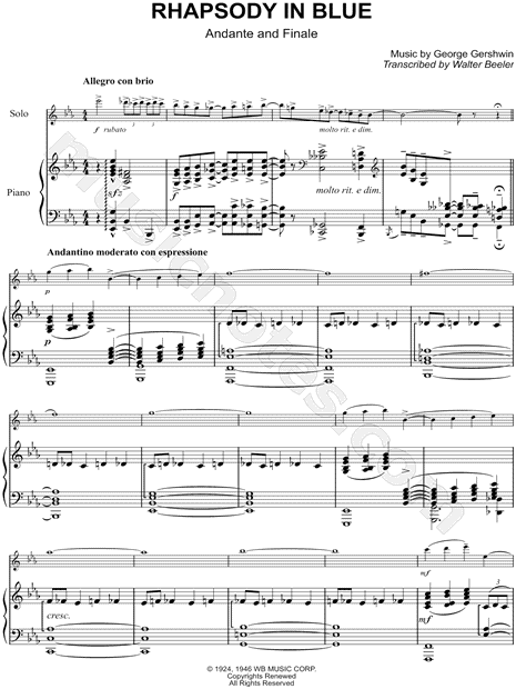 Rhapsody in Blue (Andante & Finale) - Piano Accompaniment