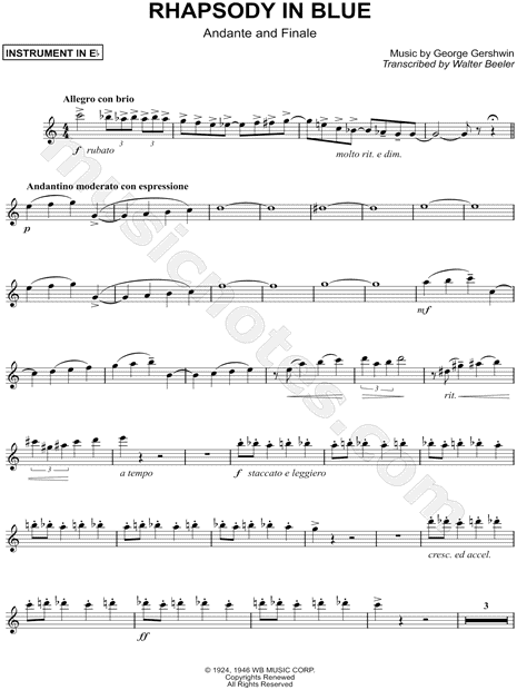 Rhapsody in Blue (Andante & Finale) - Eb Instrument