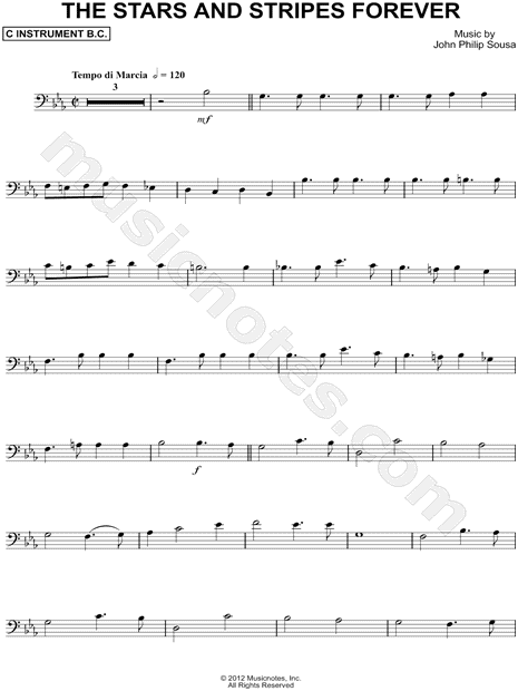 The Stars and Stripes Forever [abridged] - Bass Clef Instrument