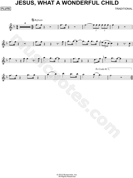 Jesus, What a Wonderful Child - Flute