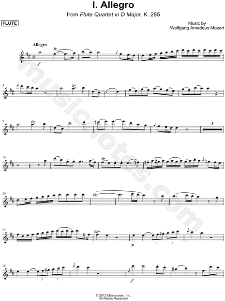 Flute Quartet in D Major, K. 285: I. Allegro - Flute