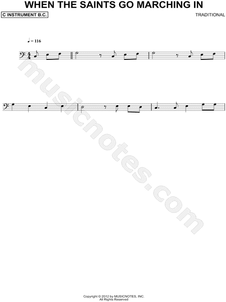 When the Saints Go Marching In - Bass Clef Instrument