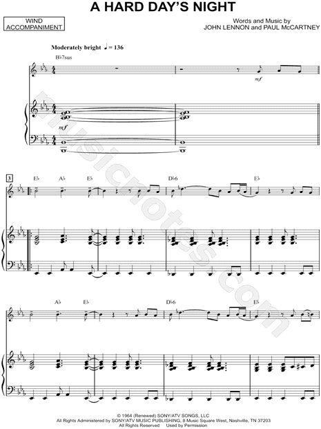 A Hard Day's Night - Piano Accompaniment (Winds)