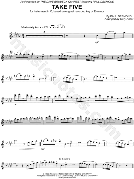 Take Five - C Instrument