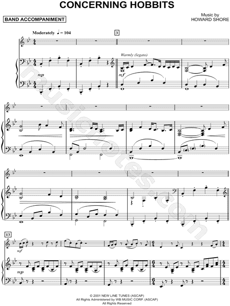 Concerning Hobbits - Piano Accompaniment (Winds)