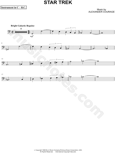 Theme from Star Trek - Bass Clef Instrument