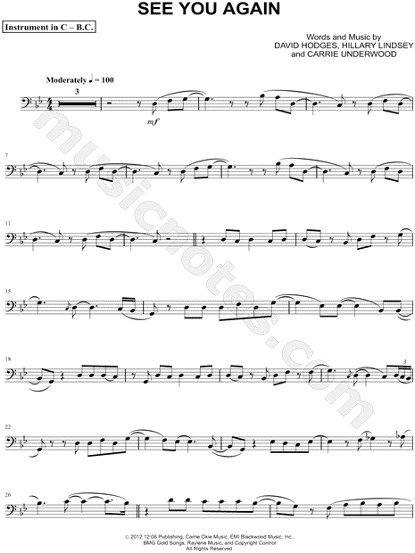 See You Again - Bass Clef Instrument