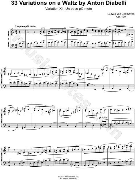 33 Variations on a Waltz By Anton Diabelli, Variation XII: Un poco più moto