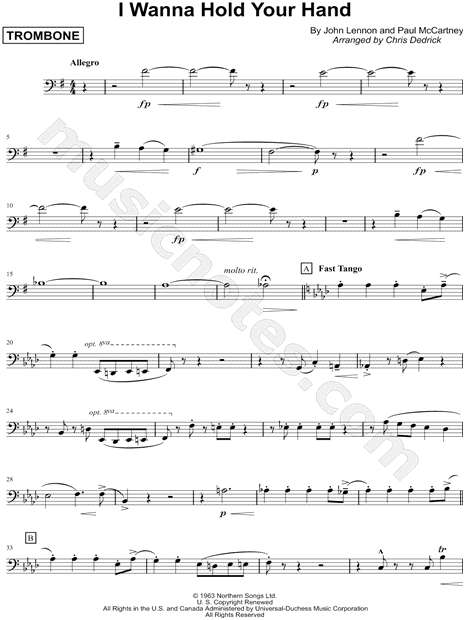 I Want to Hold Your Hand - Trombone (Brass Quintet)