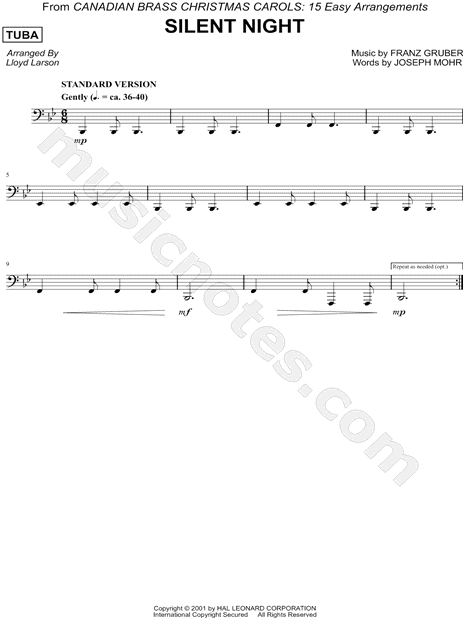 Silent Night - Tuba (Brass Quintet)