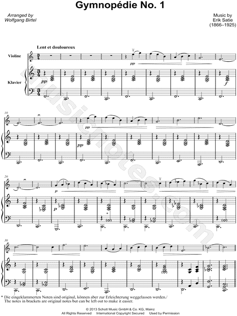 Gymnopédie No. 1 - Violin & Piano