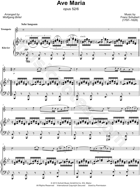 Ave Maria, Op. 52, No. 6 - Trumpet & Piano