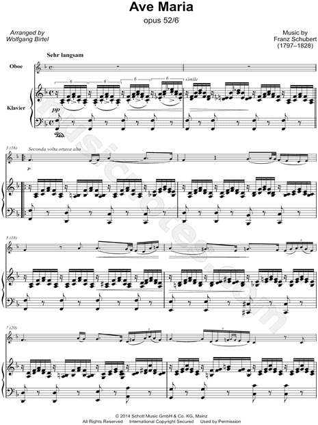 Ave Maria, Op. 52, No. 6 - Oboe & Piano