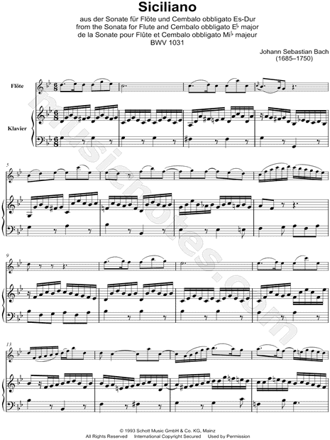 Sonata for Flute and Cembalo obbligato in Eb, BWV 1031: 2. Siciliano