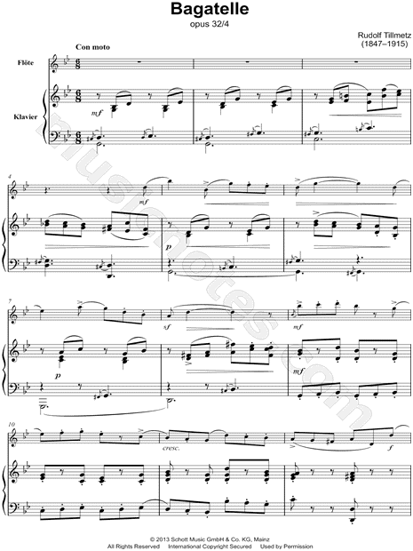 6 Charakterstücke, Op. 32: IV. Bagatelle - Flute & Piano