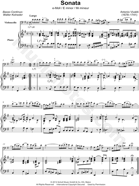 Sonata in E Minor, RV 40 - Cello & Piano
