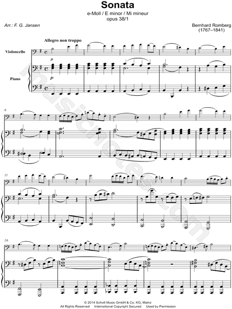Sonata in E Minor, Op. 38, No. 1 - Cello & Piano