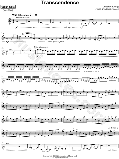 Transcendence - Violin Part [Simplified]