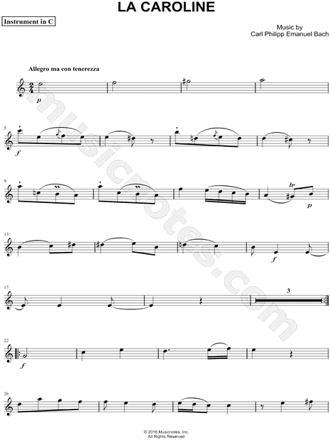 La Caroline, H. 98 - C Instrument