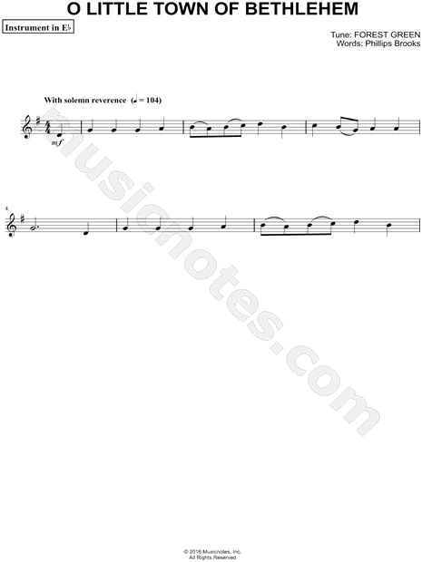 O Little Town of Bethlehem (Forest Green) - Eb Instrument