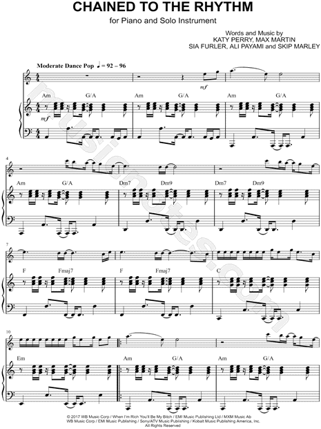 Chained to the Rhythm - Piano Accompaniment