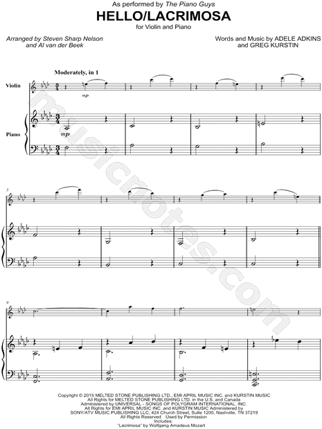 Hello / Lacrimosa - Violin & Piano