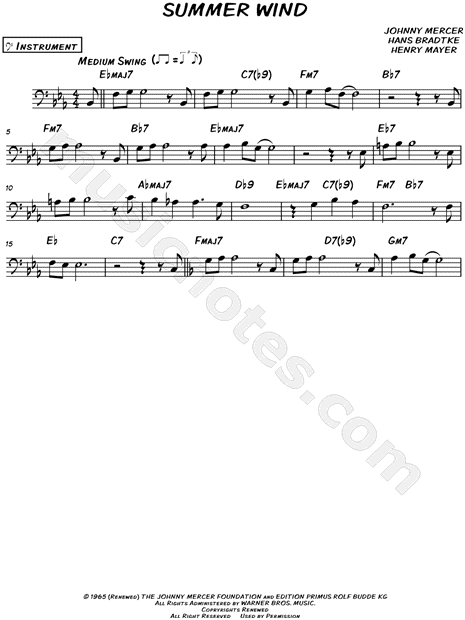 Summer Wind - Bass Clef Instrument