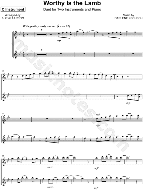 Worthy Is the Lamb - C Instrument Duet