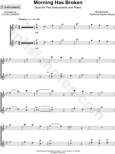 Morning Has Broken - C Instrument Duet