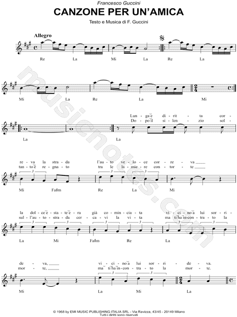 Canzone per un'amica