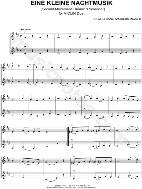 Eine Kleine Nachtmusik: II. Romanza - Violin Duet